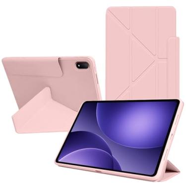 Imagem de Capa para Oppo Pad 5, capa KONXISA com suporte de múltiplas dobras, couro PU premium e capa de adsorção magnética, resistente a arranhões e à prova de choque, rosa