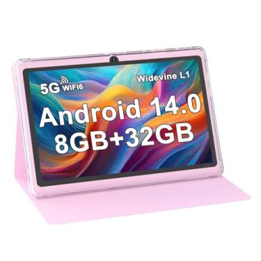 Imagem de ZZB Tablet Android de 7 polegadas, 8 GB de RAM (4 GB expansível), tablets ROM de 32 GB, suporta 1 TB MicroSD, câmera dupla, tablet 5G WiFi-6 Android com capa, tablets de 7 polegadas + capa 2025 (rosa)