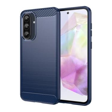 Imagem de Vavies Capa para Galaxy A56 5G, capa de fibra de carbono para Samsung A 56, capa fina de TPU macio com absorção de choque, proteção à prova de choque, capa para celular para Samsung Galaxy A56 5G azul