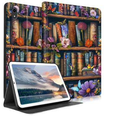 Imagem de HEAKIERG Capa para tablet iPad 10ª geração de 10,9 polegadas 2022, capa protetora de couro PU com suporte para vários ângulos de visualização para iPad 10ª geração 2022, livro de flores