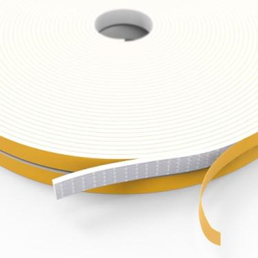 Imagem de Faixa de vedação de porta de decapagem climática, fita de espuma autoadesiva, tira de vedação contra clima, para vedação de lacuna, 1/10.2 cm x 1/40.6 cm x 50 pés, branca