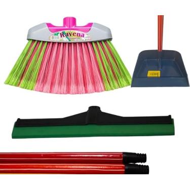 Imagem de Kit Vass Ravena, Rodo plástico 40cm, pá plástica cabo longo. (Todos com cabo)