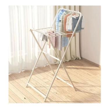 Imagem de Hhsdyl Estendal de Roupa, Varal Dobrável para Secagem de Roupa, Poupa-Espaço, Secador de Roupa Instantâneo para Pendurar Roupa no Interior e Exterior, Varal Portátil de Metal,White,B