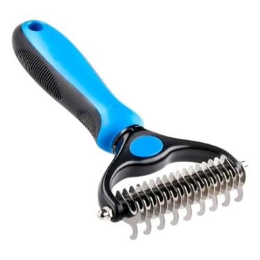 Imagem de Escova Rasqueadeira Desemboloadora Profissional Dupla – 26 Dentes, Removedora de Nós e Subpelos, Cor Azul