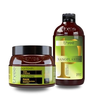 Imagem de Kit Pantovin Progressiva Nanoplastia E Mascara Teia Caviar Mask Reconstrutora 500gThree Therapy