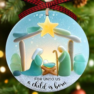 Imagem de Ornamento de presépio 2025, ornamentos religiosos de Natal 2025, presentes cristãos para mulheres, presentes religiosos para mulheres, homens, amigos, família - Enfeite de Natal em acrílico