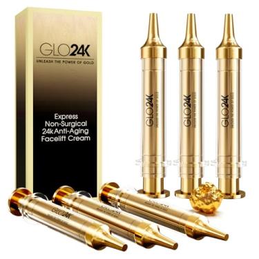 Imagem de GLO24K instantâneo Facelift creme com ouro 24k, ácido hialurônico, Peptídeos e vitaminas. Valor Pacote de 6. Uma poderosa alternativa não invasiva para injecções.