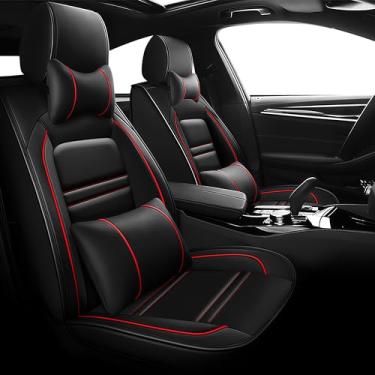 Imagem de TENDER GLOW Capas de assento de carro de couro adequadas para Jeep Gladiator 2020-2024, capa de assento de carro antiderrapante à prova d'água, 5 lugares, conjunto completo de estilo esportivo com