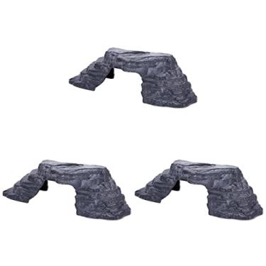 Imagem de Tamanho para aquário paisagem de peixe tartaruga escalada rampa de frade ornamento M plataforma ponte decoração cais esconderijo tartaruga imitação réptil habitat decoração de aquário (cor: cinza