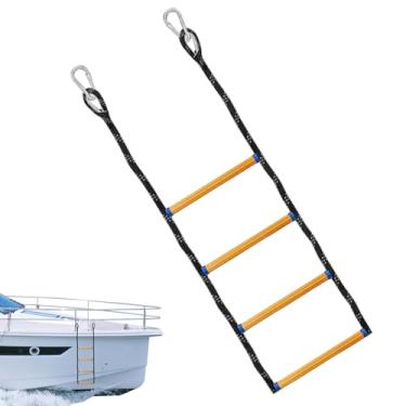 Imagem de Escada de barco, escada de corda de escalada ao ar livre – acessórios infláveis, degraus de segurança, design portátil para convés, pesca, embarque, lançamento, natação, barco, piscina, jangada, lago