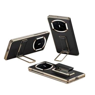 Imagem de FWYANZH Capa para Huawei Mate X7, suporte invisível com alça de mão, suporte de couro, capa traseira de telefone com tudo incluído, dobradiça à prova de choque, preta, Mate X7