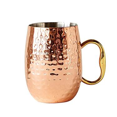 Imagem de Creative Co-Op Caneca Moscow Mule de aço inoxidável com alça, 10 cm de altura, cobre