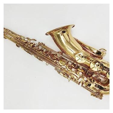 Imagem de Saxofone Tenor Profissional Tom B Latão Banhado a Ouro Instrumento Gravado à Mão Sax Tenor