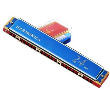 Imagem de Gaita profissional com 24 furos polifônica C gaita espessa, afinação profissional (azul)