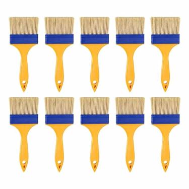 Imagem de HARFINGTON 30 pincéis de tinta de 7,6 cm, sem lascas, cerdas de nylon com cabo plástico amarelo para tintas, artesanato, vernizes, colas, gesso, parede, móveis, cercas, decks