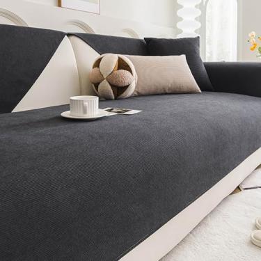 Imagem de HGTRH Capas de sofá para sofá seccional em forma de L, à prova de animais de estimação, à prova d'água e lavável, capas de sofá antiderrapantes para seções com membrana impermeável preta 110 x 110