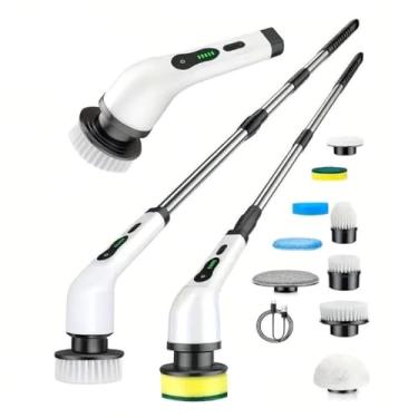 Imagem de Escova 9 Em 1 Recarregável De Limpeza Ajustável Janela Banheiro E Cozinha, Alcance Janelas Altas e Pisos sem Esforço