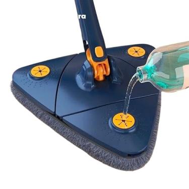Imagem de Esfregão Giratório 360° em Formato Triangular – Vassoura de Borracha com Cabo de 130 cm para Limpeza Profunda