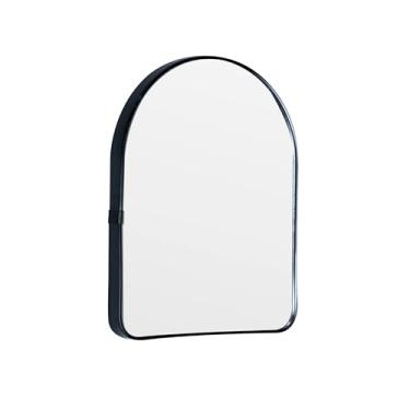 Imagem de Funly mee Espelho de parede arqueado, espelho de plástico montado na parede, para banheiro e penteadeira (preto, 11,8 x 15,8)