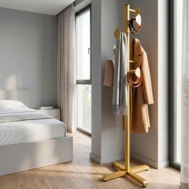 Imagem de Mancebo Leaf Chão Cabideiro Casaco Bolsa Chapeu 6 Ganchos Em Aço - Loj