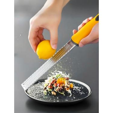 Imagem de Ralador de raspador de limão de 30 cm com alça, ferramenta de cozinha para raspar frutas cítricas e ralar queijo parmesão, alho, gengibre, coco, noz-moscada, wasabi, chocolate, etc., aço inoxidável