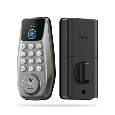 Imagem de DESLOC C110 Fechadura de porta de entrada sem chave com tela (tela inteligente), fechaduras de porta com impressão digital, fechadura de teclado, trava automática, teclas retroiluminadas, modo de