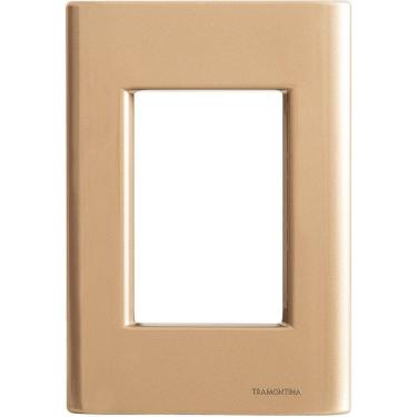 Imagem de Placa 3 Postos 4x2 Tramontina Giz Ouro Metalizado Sem Suporte Tramontina