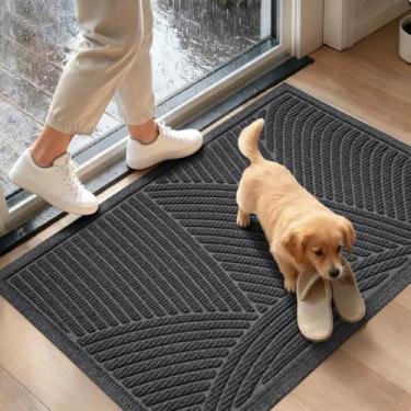 Imagem de HIYARD Tapete de porta da frente, tapete de porta de boas-vindas absorvente e lamacento resistente à sujeira ao ar livre, interno, tapete de entrada antiderrapante, tapete de baixo perfil para entrada