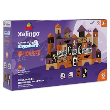 Imagem de Xalingo Blocos de Montar Brincando de Engenheiro Halloween Madeira 60 Peças