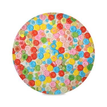 Imagem de Wassud Jogo americano colorido botões doces tapetes de mesa redondos para cozinha e jantar tapetes laváveis resistentes ao calor decoração de mesa 39 cm