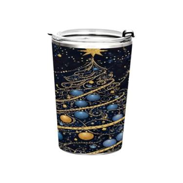 Imagem de STAYTOP Copo de aço inoxidável de árvore de Natal 368 g, copo de café isolado com tampa e canudo, caneca de café de viagem de parede dupla para bebidas quentes e frias