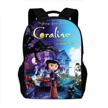 Imagem de Mochila Coralines Secrets Doors Cartoon Kids School 31x13x42cm