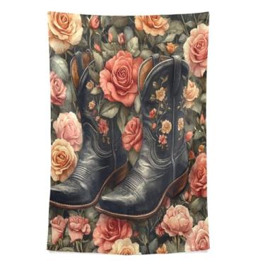 Imagem de STAYTOP Tapeçaria lindas botas de cowboy ocidentais tapeçarias para decoração de casa decoração de dormitório sala de estar quarto tapete de parede (60×40in)