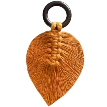 Imagem de Porta Guardanapos Macramê Artesanal com Argola de Madeira e Folha Decorativa em Algodão para Mesa Posta (Tiffany)