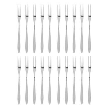 Imagem de Garfos de frutas Mini crianças de aço inoxidável, 20 unidades/conjunto Mini garfos para sobremesas Garfos pequenos Conjunto de talheres de aço inoxidável Garfos para bolo Garfos