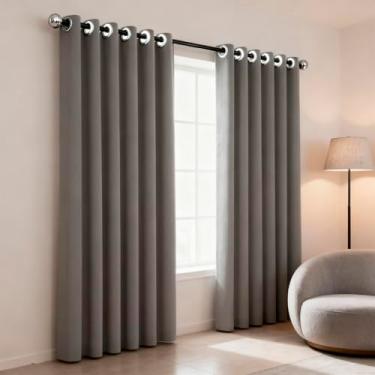 Imagem de Camesa Cortina Eclipse Blackout 100% de bloqueio da luz 2 painéis de 260X230cm Cinza