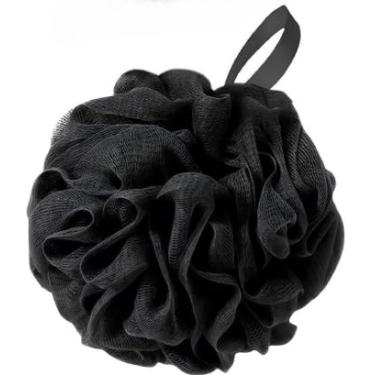 Imagem de 1 esponja de banho, bolas de bucha de chuveiro de 50 g/75 g, esponja corporal de espuma de malha, extra grande, fácil de ensaboar, para limpeza e esfoliação corporal (preto)