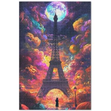 Imagem de Torre Eiffel Colorido Paris Adultos Quebra-cabeça 500 Peças Jogo Quebra-cabeça Presentes Personalizado Grande Quebra-cabeça Animal Arte Colorida, 50 x 35 centímetros