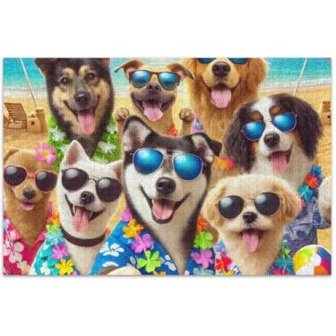 Imagem de Quebra-cabeça com estampa de cachorrinhos fofos, 1000 quebra-cabeças para adultos, família, brinquedo, arte, quebra-cabeças grandes, presentes para jogo de elefante branco, 75 x 40 cm