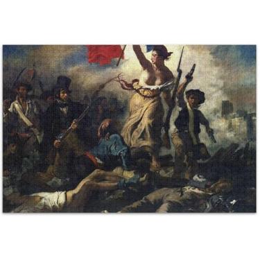 Imagem de Liberty French Painting Delacroix 1000 peças quebra-cabeças para adultos família elefante branco presentes quebra-cabeça cenário de outono paisagem arte, 75 x 40 centímetros