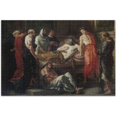 Imagem de Quebra-cabeça de pintura a óleo de 1000 peças para adultos, arte de paisagem, pintura de paisagem, quebra-cabeças legais para adultos, família, presentes de elefante branco, 75 x 40 cm