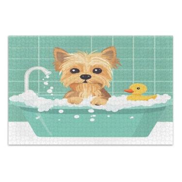 Imagem de Quebra-cabeça Yorkshire Terrier Banho de cachorro 500 peças para adultos, quebra-cabeça para adultos, jogo Uzzle