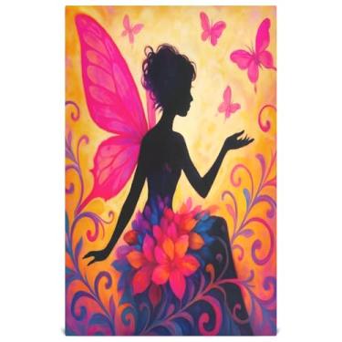 Imagem de Joisal Fairy Pink Wings Flower Fall Kitchen Dish Towel Set Decorativo Chá Toalhas de Mão Bonito Pano de Limpeza Absorvente de Banheiro 45 x 71 cm, 4 Pacotes