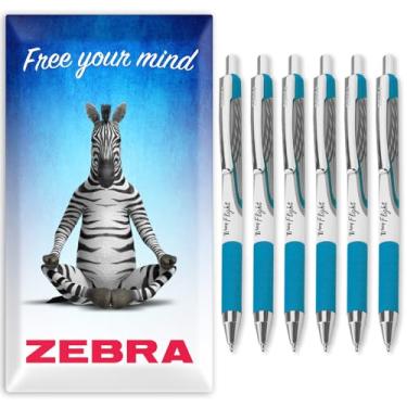 Imagem de Canetas esferográficas Zebra Classic Z-Grip Flight - 1,2 mm - Tinta azul claro - Pacote com 6 - Em caixa de presente de papelão