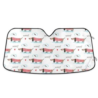 Imagem de Guarda-sol listrado Dachshunds Ossos Auto Para-brisa Proteção UV Persiana da janela dianteira do carro médio