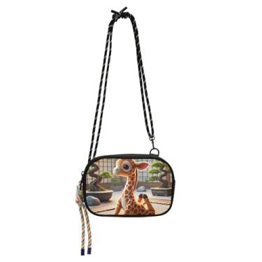 Imagem de TSENQUE Bolsa feminina pequena tiracolo girafa ioga linda carteira para celular bolsa feminina linda bolsa de ombro pequena para viagem