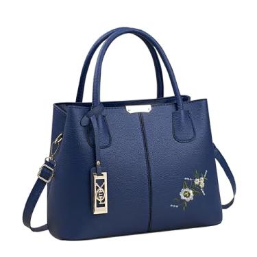 Imagem de Bolsas femininas - Grande Capacidade, Alça de Mão e Ombro, Prática para Dia a Dia (Azul-escuro)