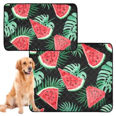 Imagem de Almofadas de xixi laváveis para cães, gatos, animais de estimação, reutilizáveis, vermelho, melancia, verde, tropical, absorvente para cães, tapete impermeável para cercadinho, médio + grande