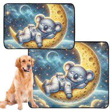 Imagem de TSENQUE Cute Koala Moon Starry Lavável Pee Pads para Cães Reutilizáveis Pet Cat Pad Absorvente Tapete de Cão Bonito À Prova D'água, Pequeno x Pacote com 3