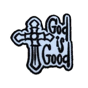 Imagem de CLOVER INTER God is Good Patch ferro em remendos bordados crachá para jeans, roupas, bolsas, jaquetas, bonés (preto)